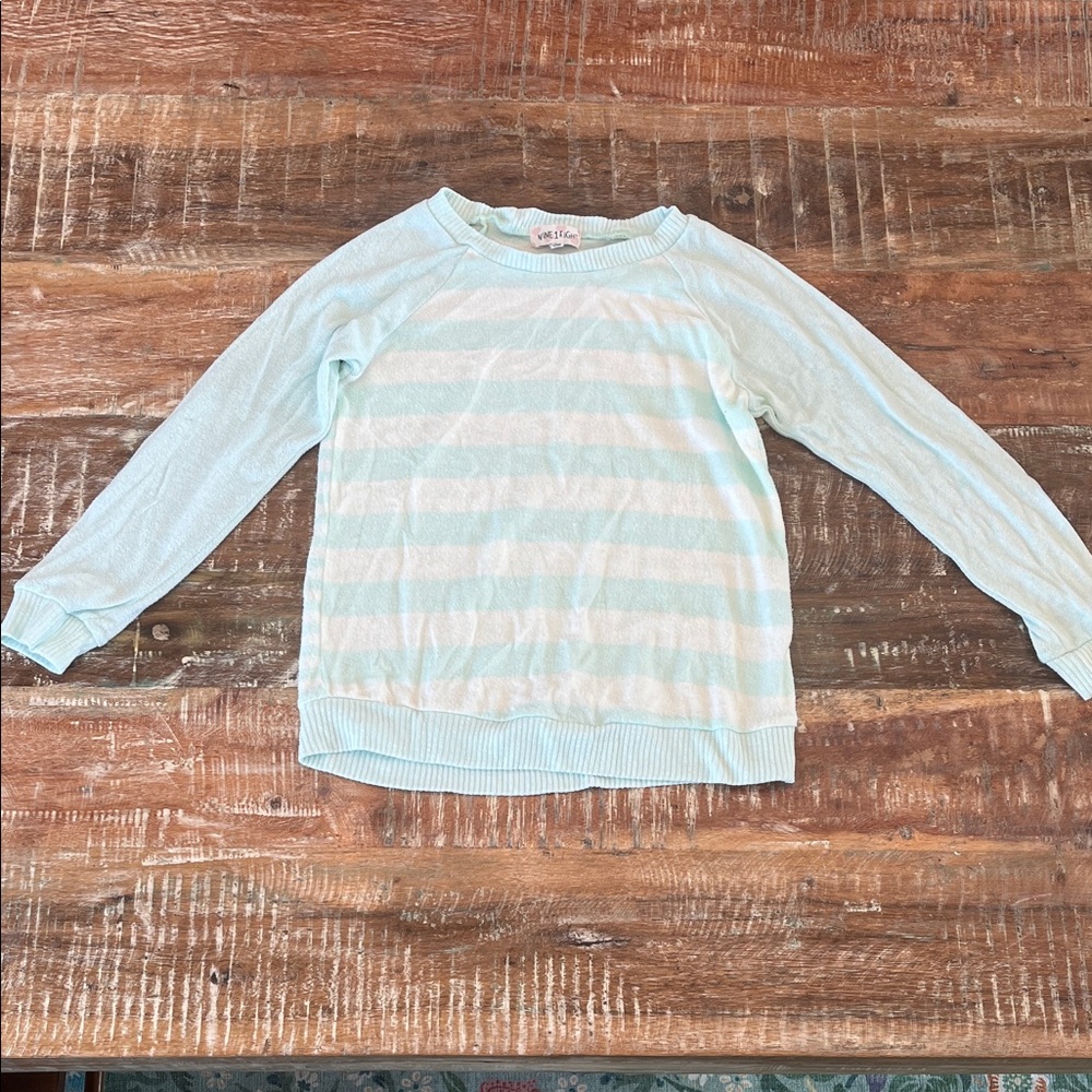 Girls Mint Blue Striped Sweater